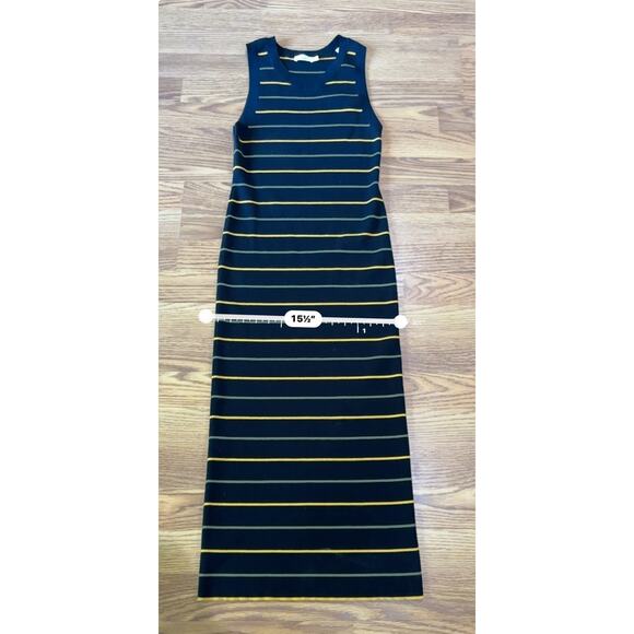 A.L.C Bodycon sleeveless Striped Shane Dress black knit midi dress size M - Picture 6 of 11